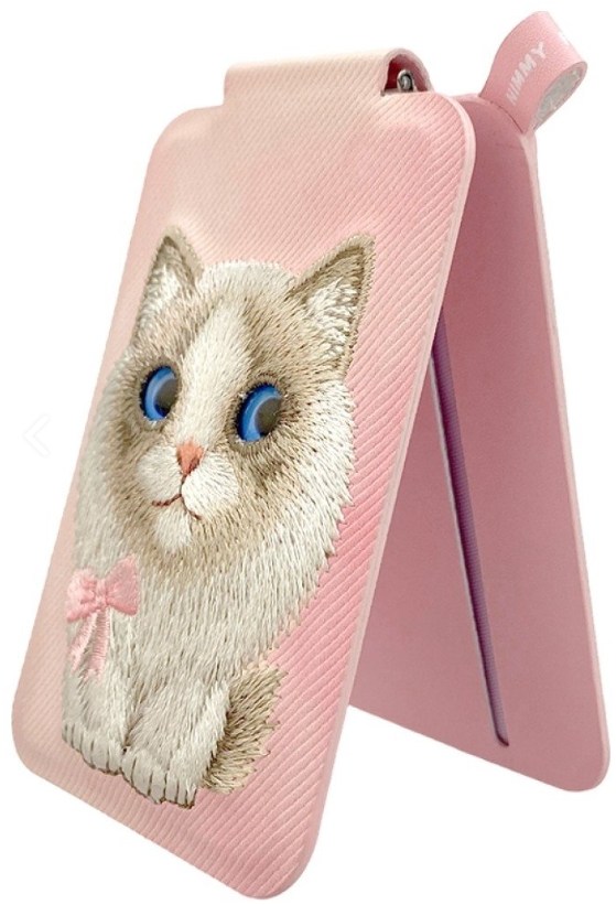 MagSafe Kartlık Stand |Takip Eden Gözler 3D Nakışlı Kurdeleli Pink Ragdoll Detaylı - Big Eyes