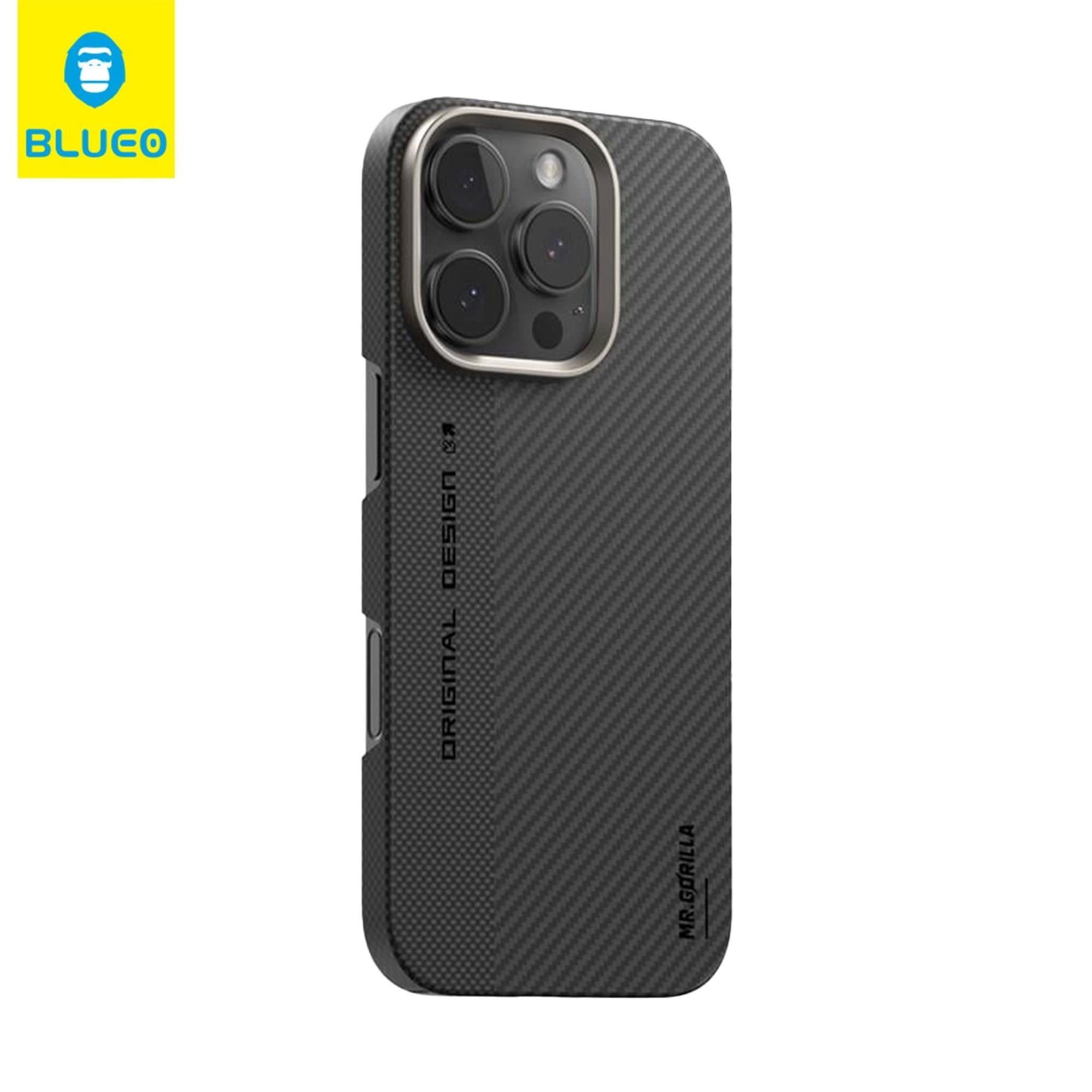 Mr. Gorilla iPhone 16 Uyumlu Karbon Fiber, MagSafe Özellikli , Metal Tuşlu Sert Kılıf