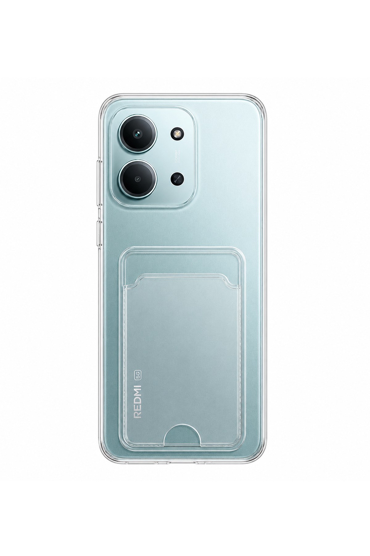 Redmi 15C Uyumlu Kartlık Detaylı Şeffaf Silikon Kılıf | Yuki Serisi