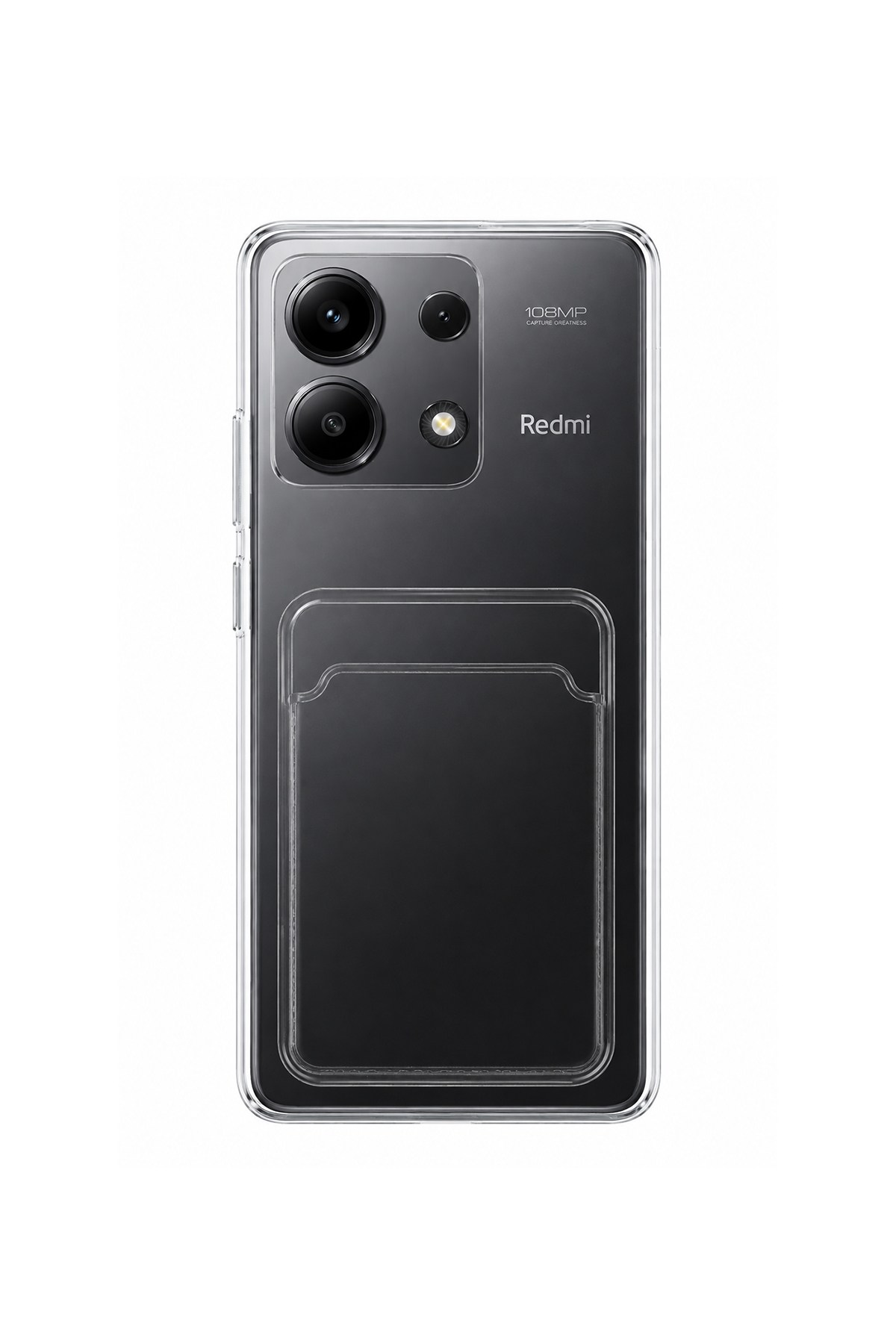 Redmi Note 13 4G Uyumlu Kartlık Detaylı Şeffaf Silikon Kılıf | Yuki Serisi