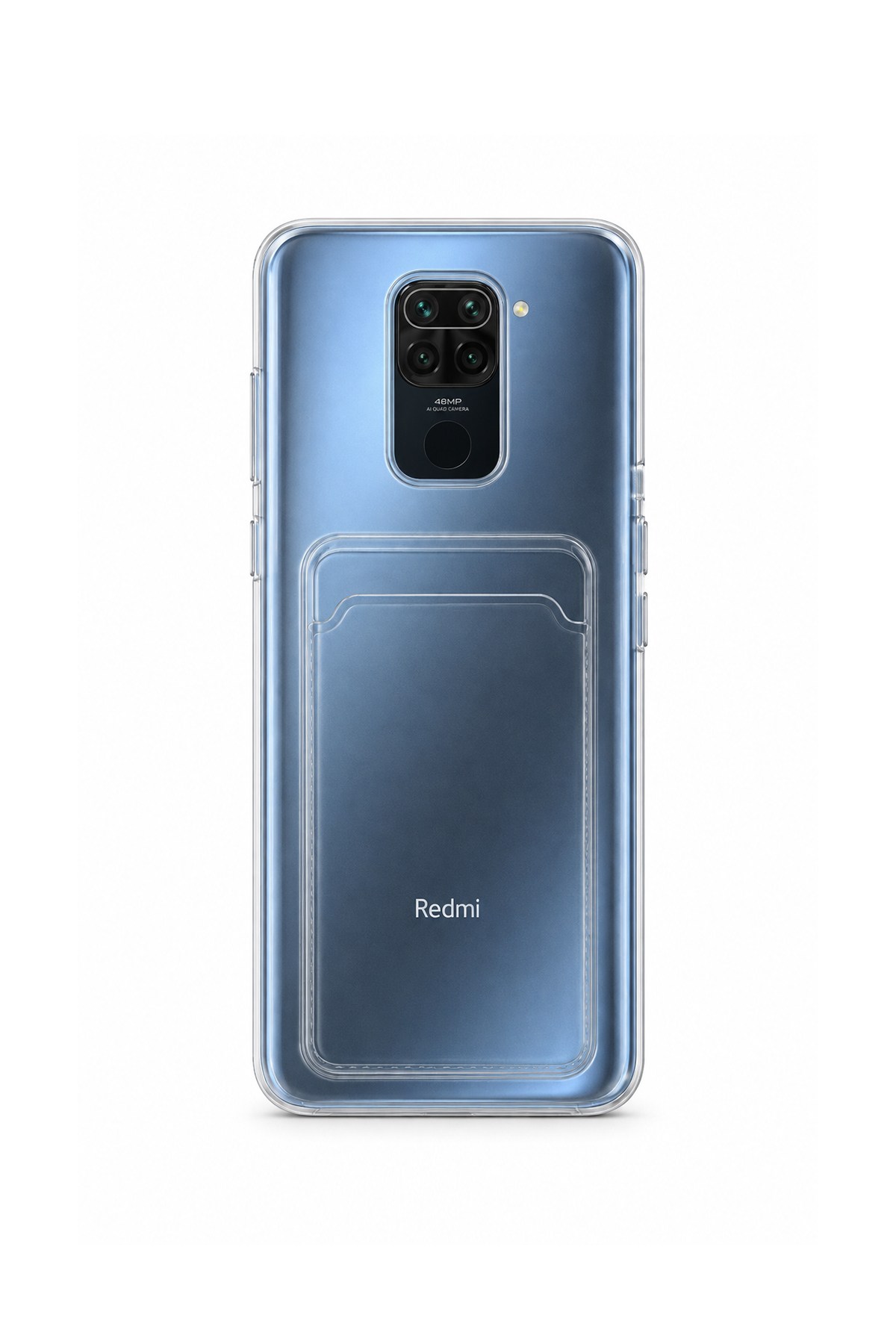 Redmi Note 9 Uyumlu Kartlık Detaylı Şeffaf Silikon Kılıf | Yuki Serisi
