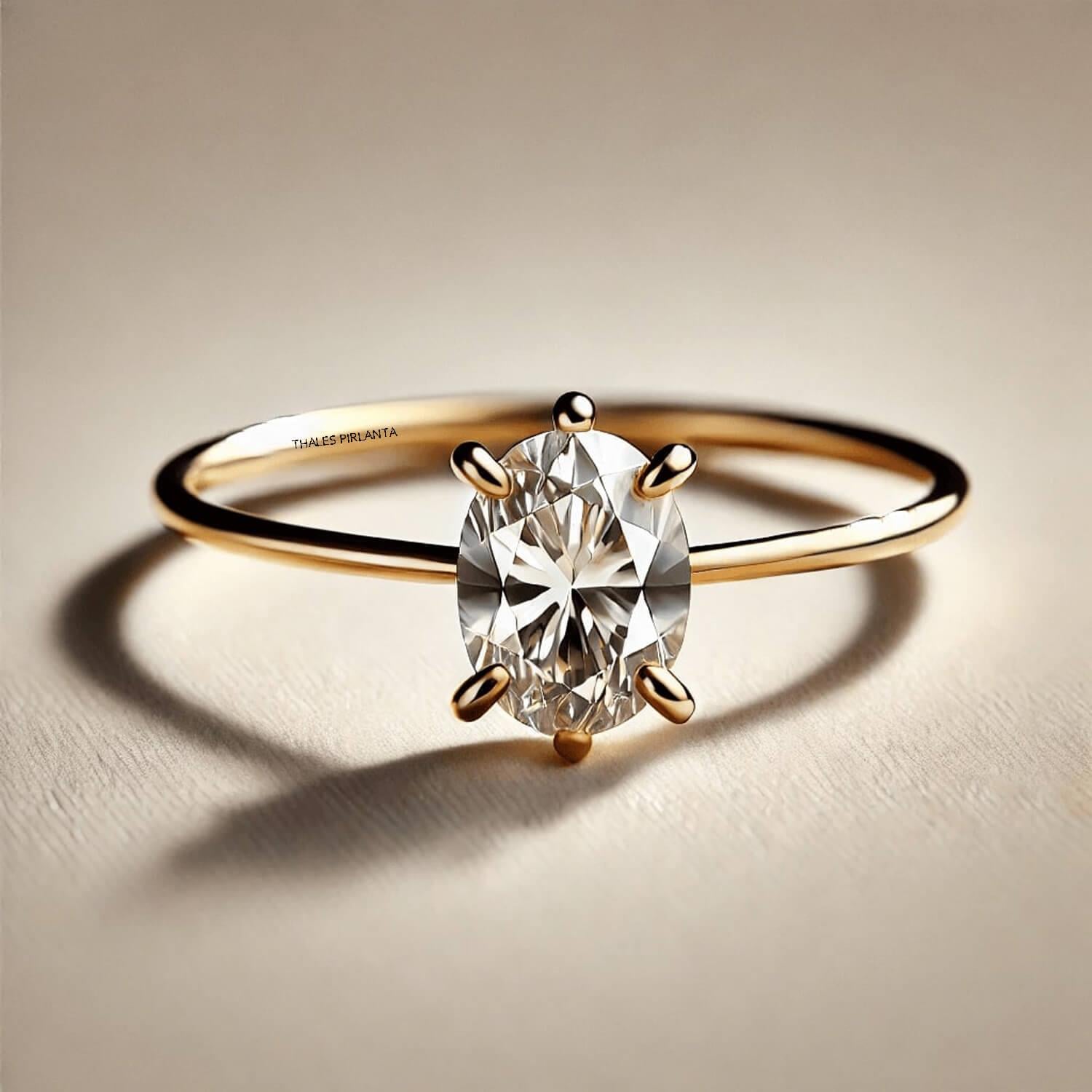 0.50 Karat 6 Tırnaklı GIA Oval Yüzük Modeli