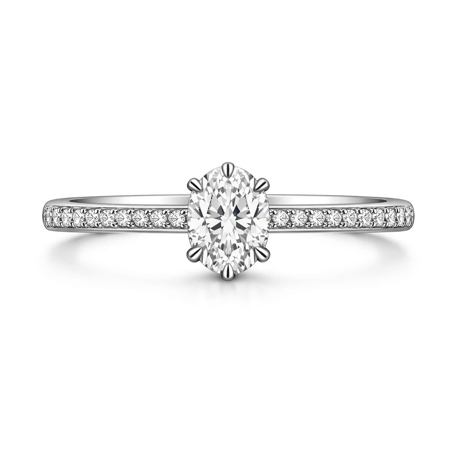 0.80 Karat D Renk IF Berraklık GIA Kolu Taşlı Oval Yüzük