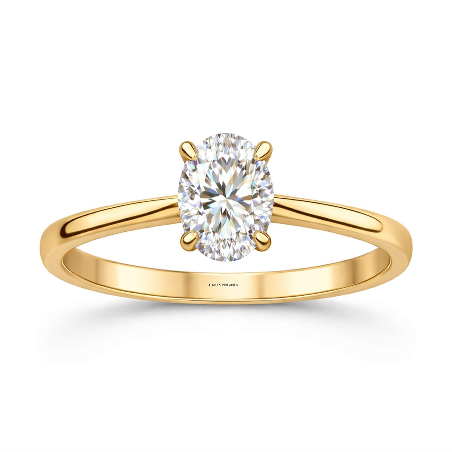 0.50 Karat D Renk GIA Oval Kesim Tektaş Pırlanta Yüzük