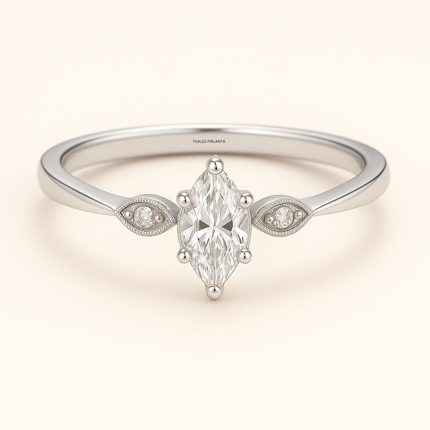 0.33 Karat D SI1 Pırlanta Vintage Markiz Kesim Yüzük