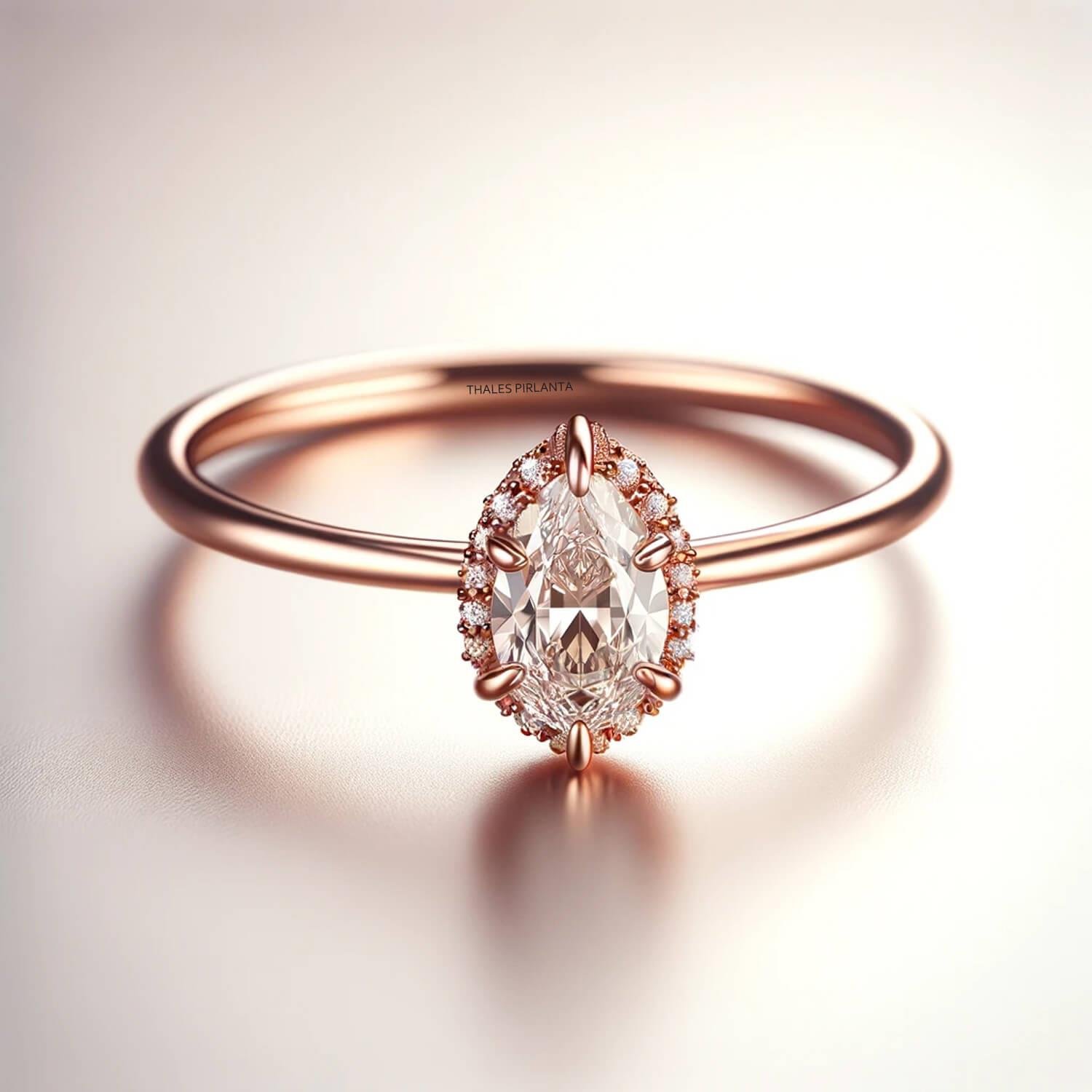 0.60 Karat Pırlantalı Markiz Kesim Vintage Evlilik Yüzüğü