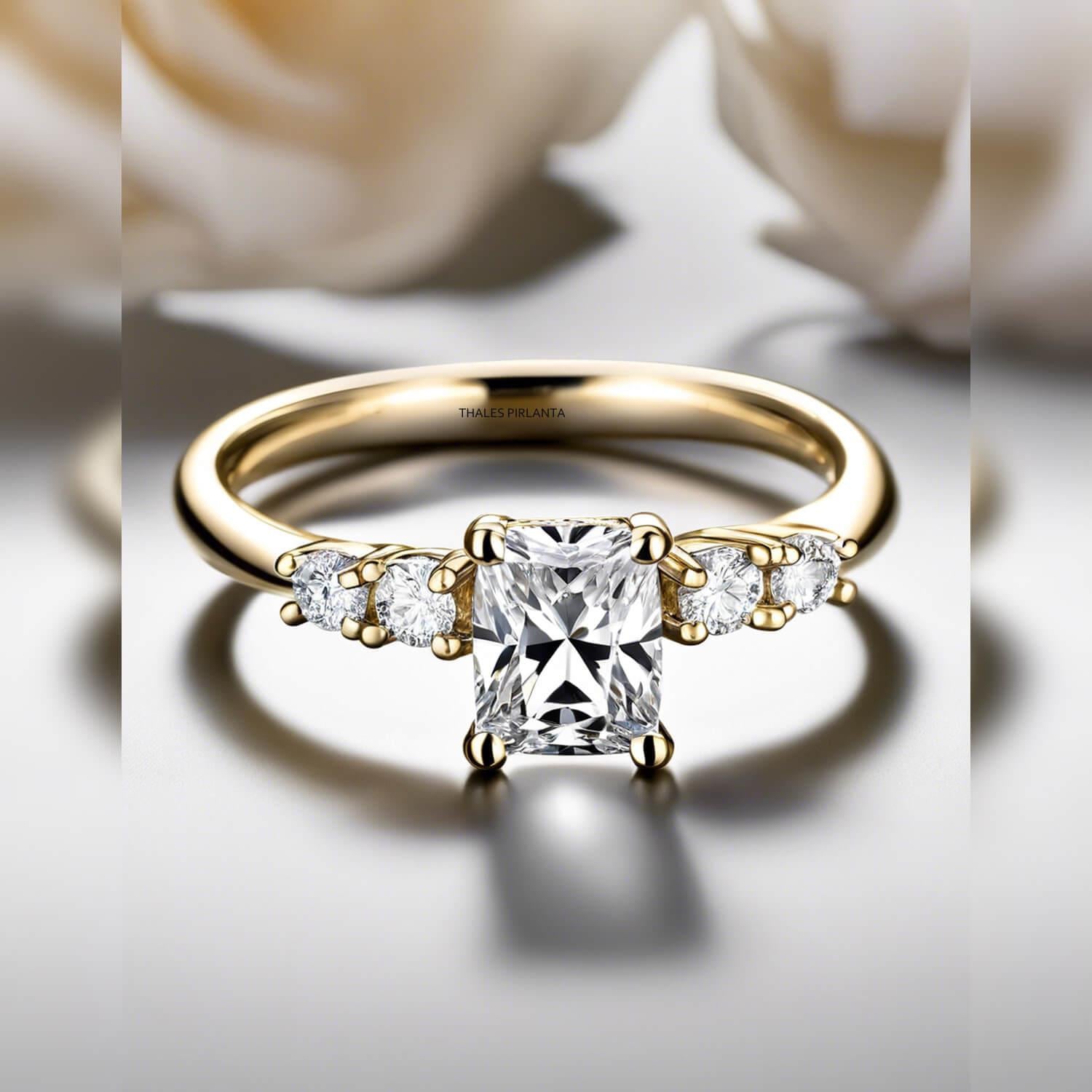 0.90 Karat F SI1 GIA Radiant Tasarım Pırlanta Yüzük