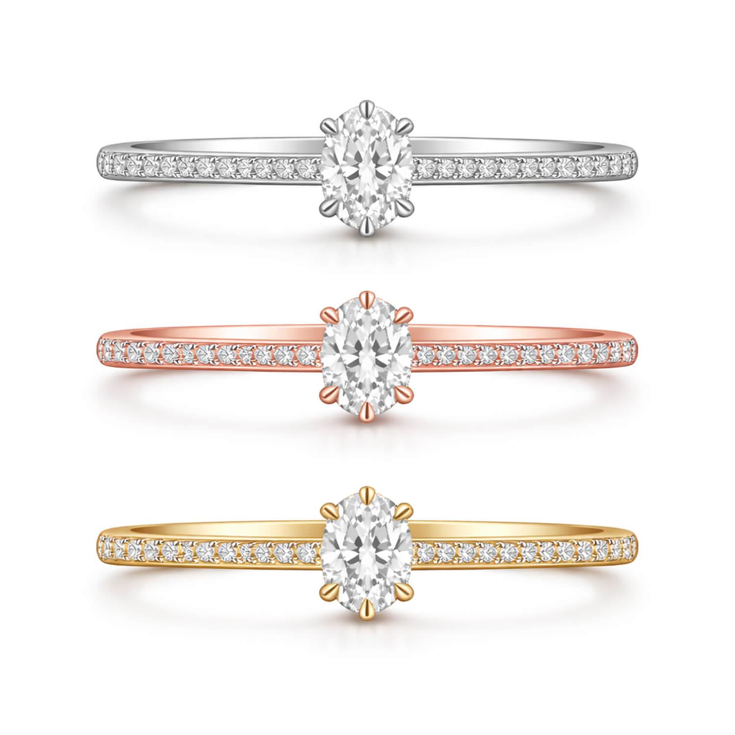 0.45 Karat G SI Kolu Taşlı Oval Pırlanta Yüzük