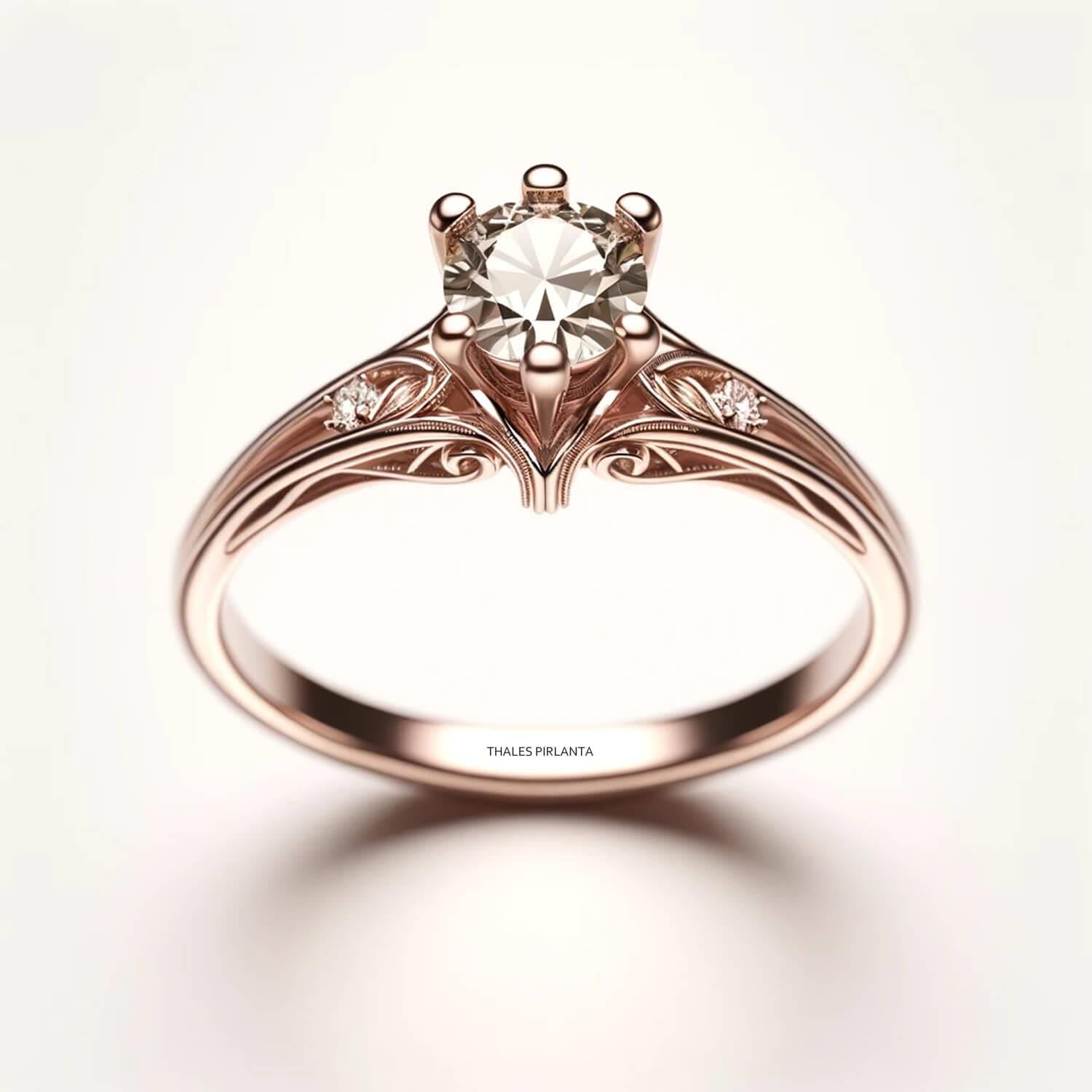 0.32 Karat Pırlanta Vintage Tektaş Yüzük Modeli