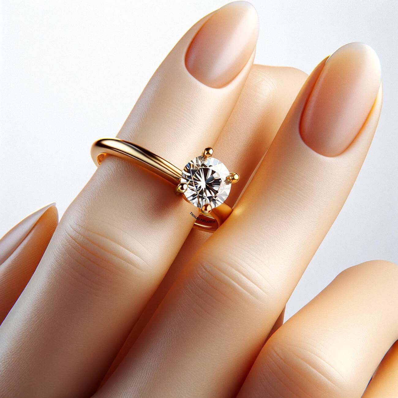 0.50 Karat D Renk VVS2 Berraklık Sarı Altın Tektaş Pırlanta