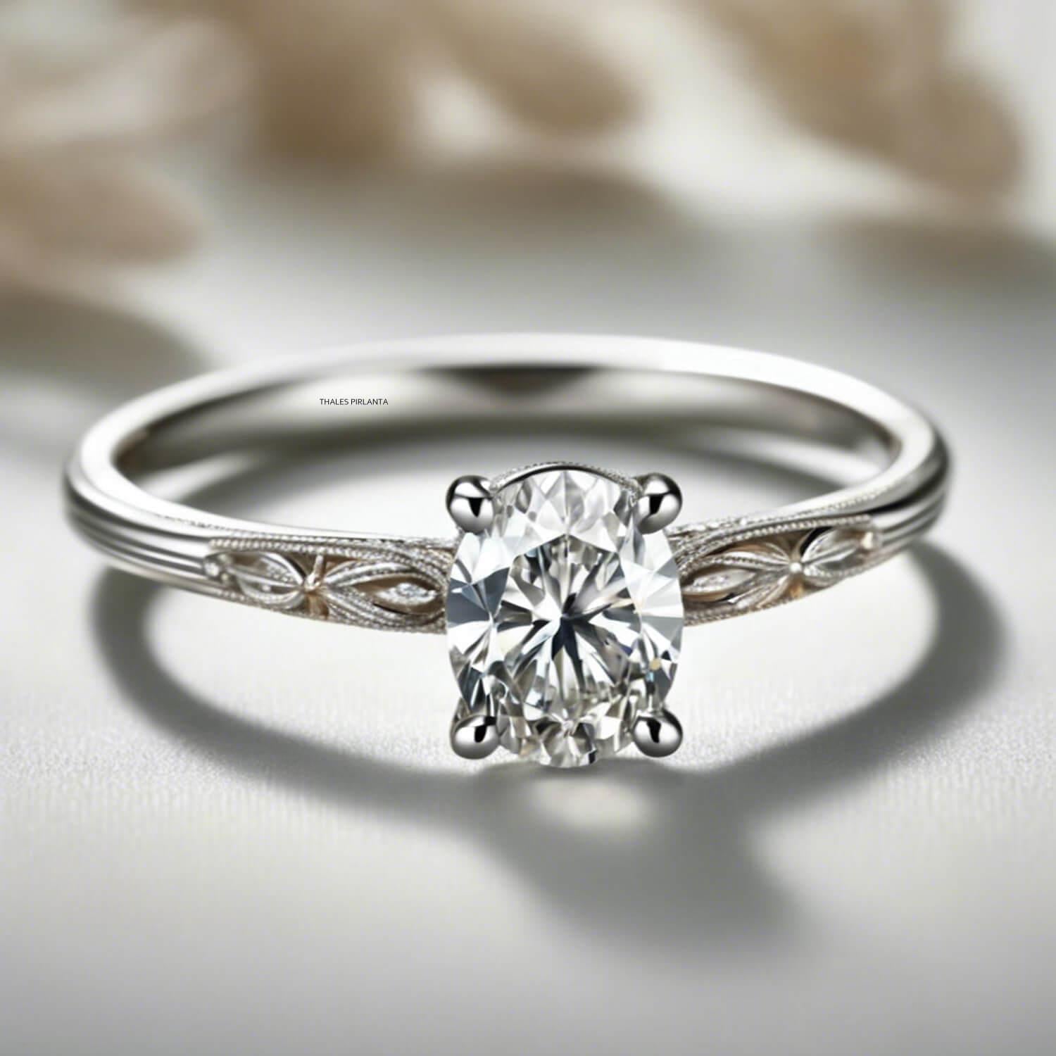 0.40 Karat GIA Sertifikalı F VS2 Oval Vintage Yüzük