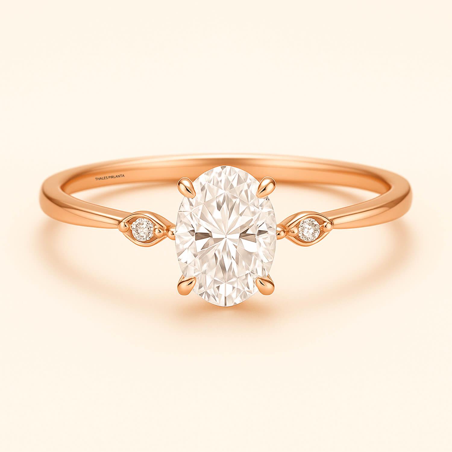 0.52 Karat F SI Oval Evlilik Teklifi Yüzükleri Vintage