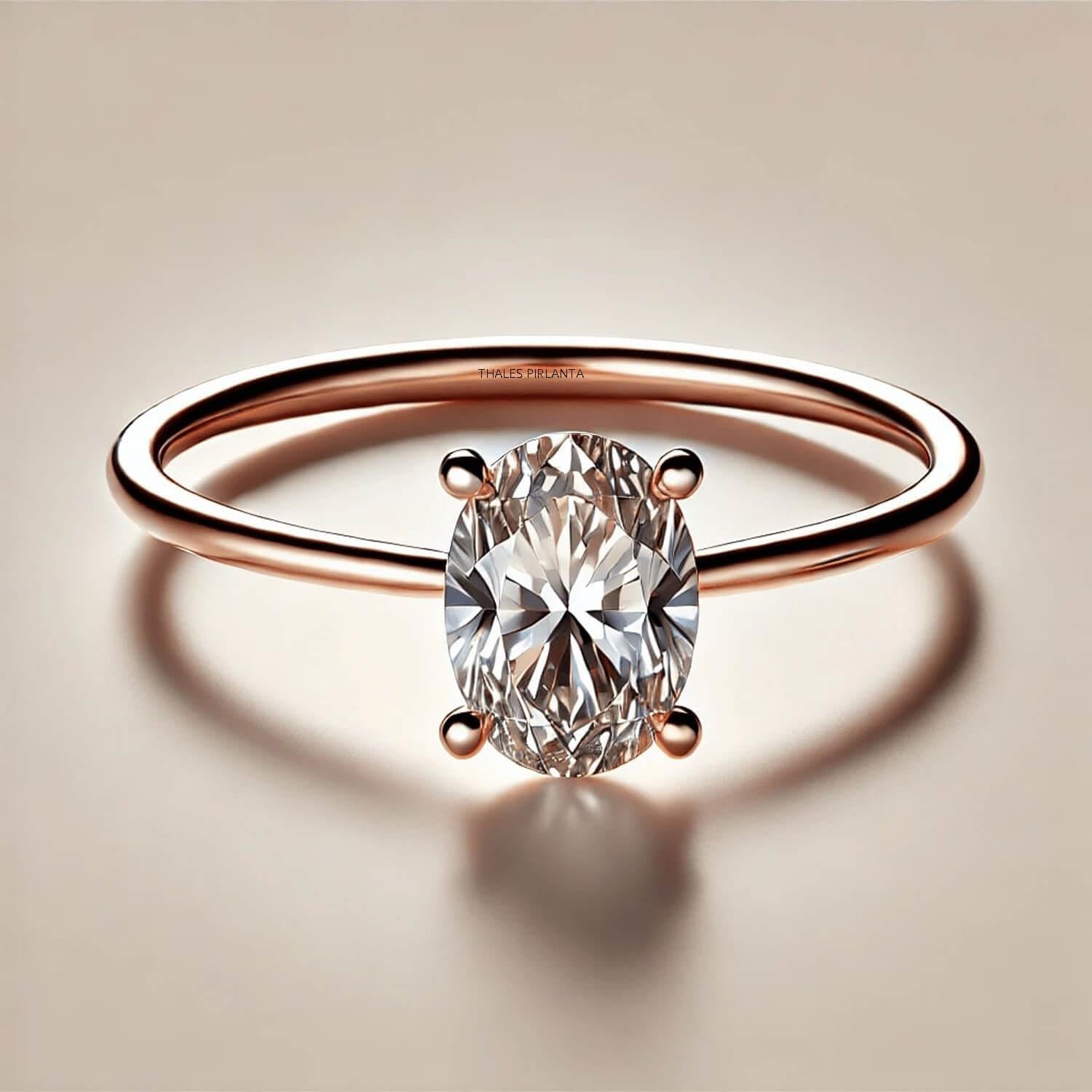 0.30 Karat D Renk GIA Sertifikalı Oval Pırlanta Yüzük