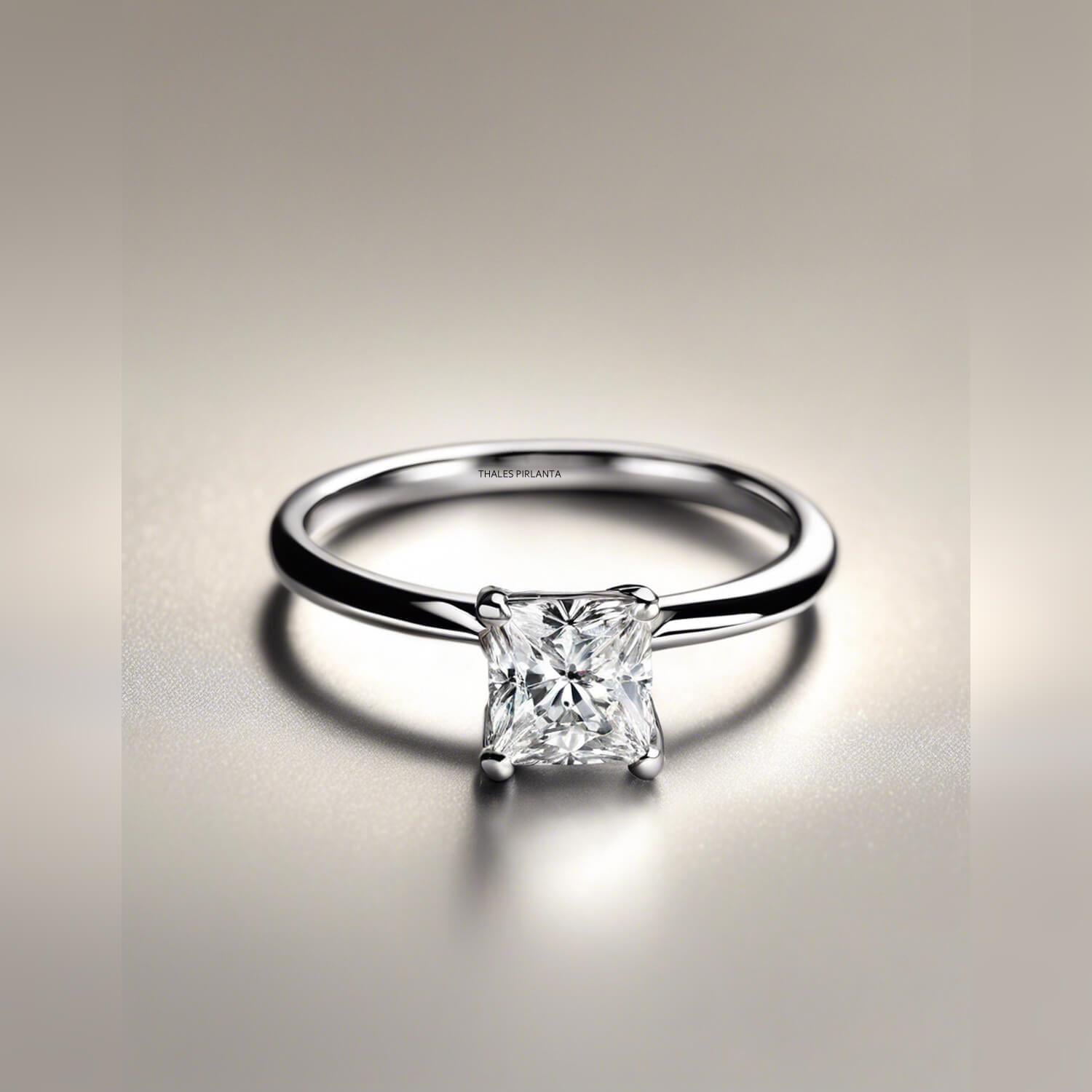 0.50 Karat D SI1 GIA Prenses Pırlanta Tektaş Yüzük