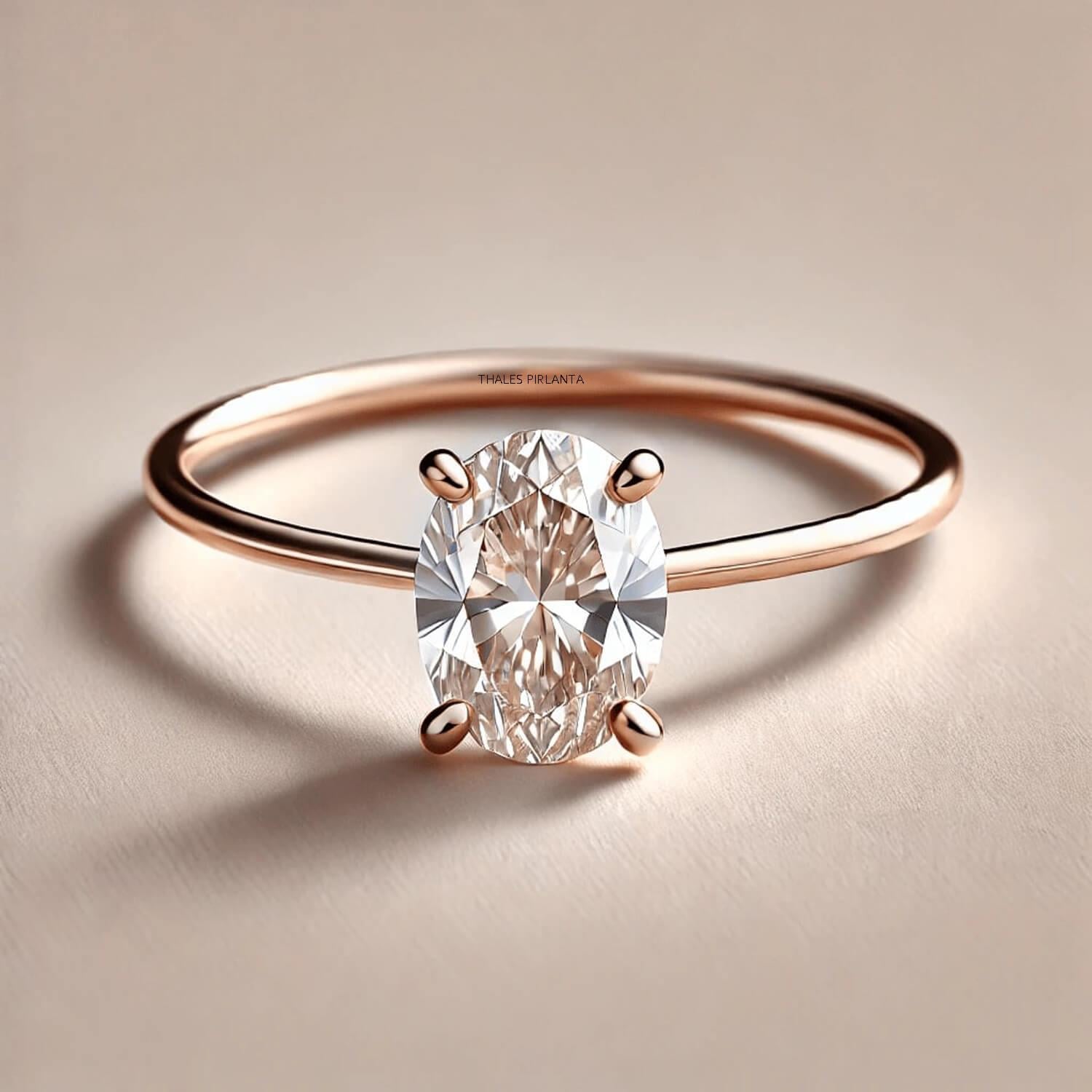 0.40 Karat D VVS1 GIA Oval Pırlanta Tektaş Yüzük