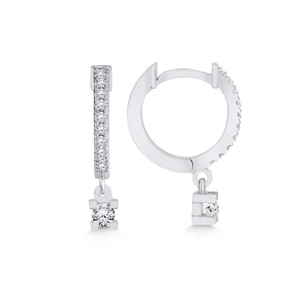 0,25 Karat Pırlanta Sallantı Tektaş Küpe