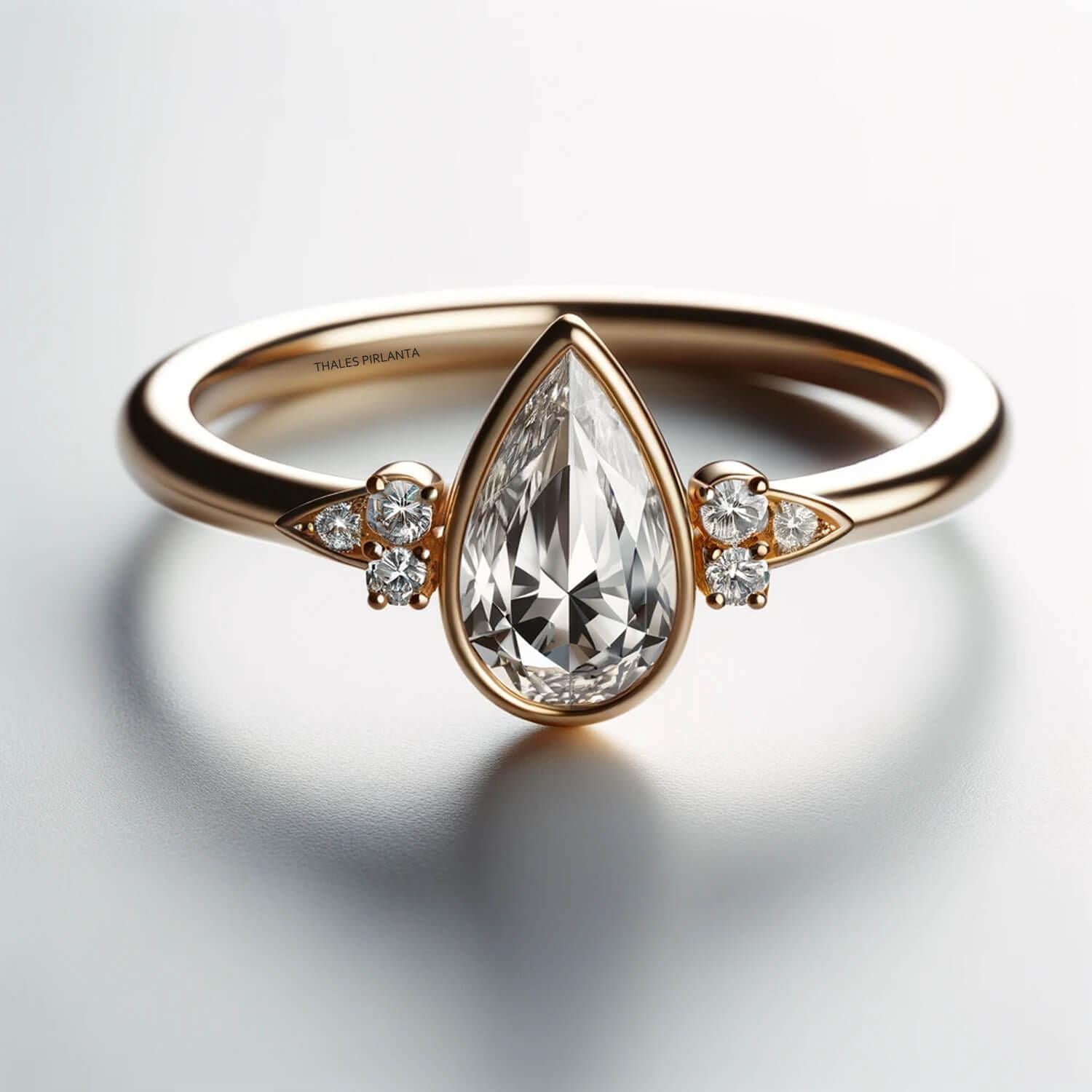 1.05 Karat Pırlantalı Damla Vintage Pırlanta Yüzük