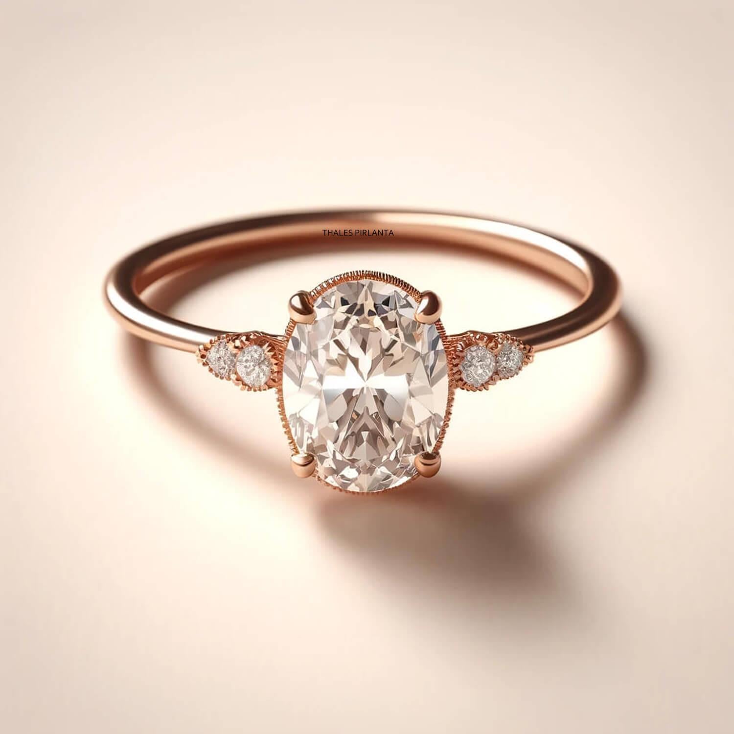 1 Karat Oval Vintage Evlilik Teklifi Yüzükleri