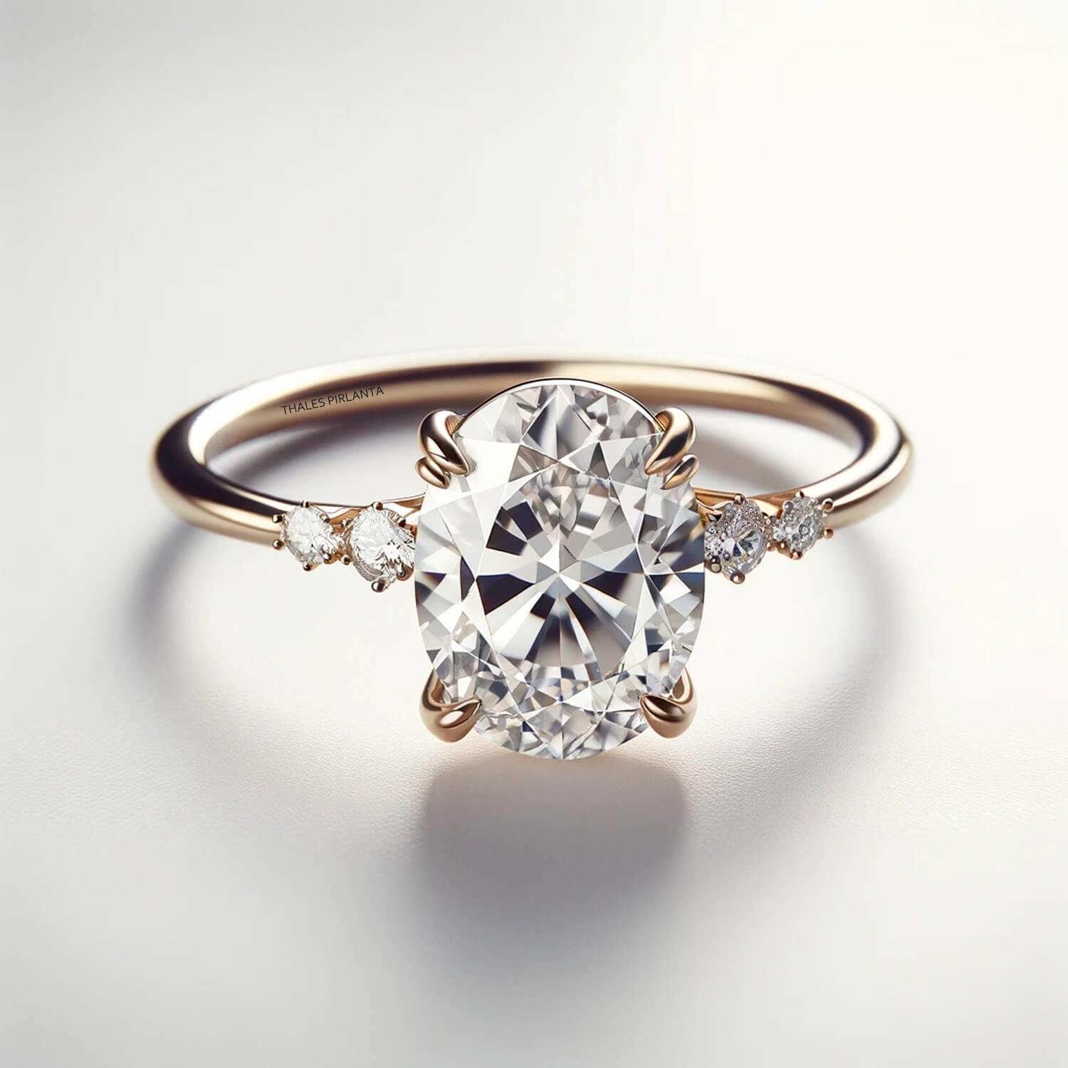 1 Karat Pırlantalı Oval Vintage Yüzük