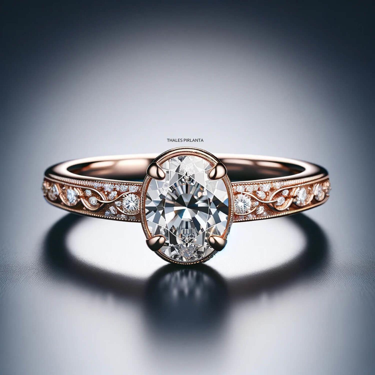 1,05 Karat Vintage Tasarım Evlilik Teklifi Yüzüğü