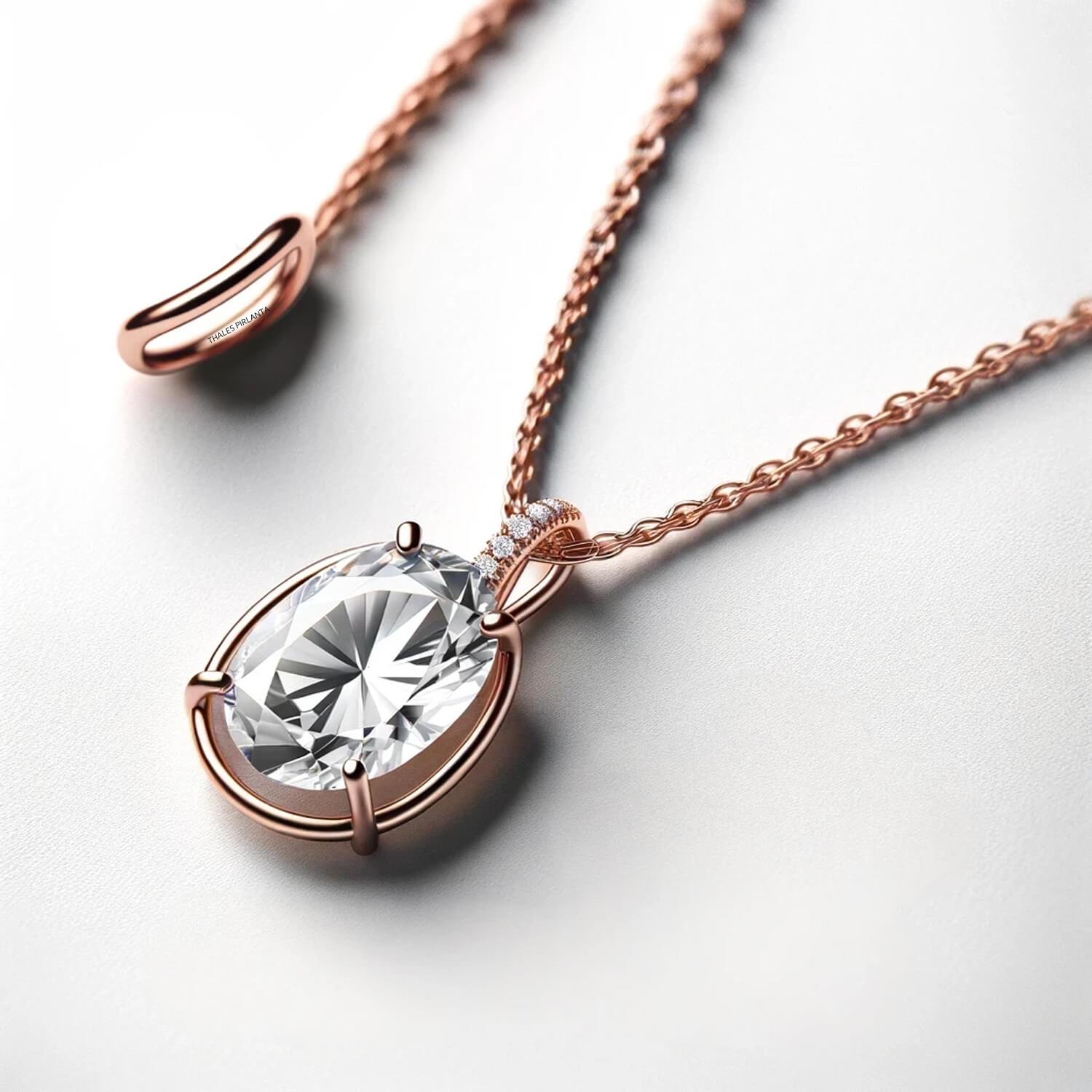 1,23 Karat Pırlantalı Oval Kolye