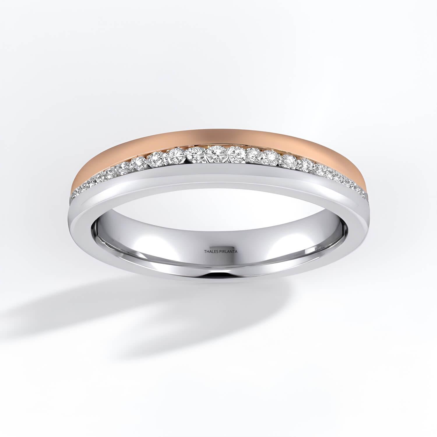 0,25 Karat Pırlanta İki Renkli Alyanslar