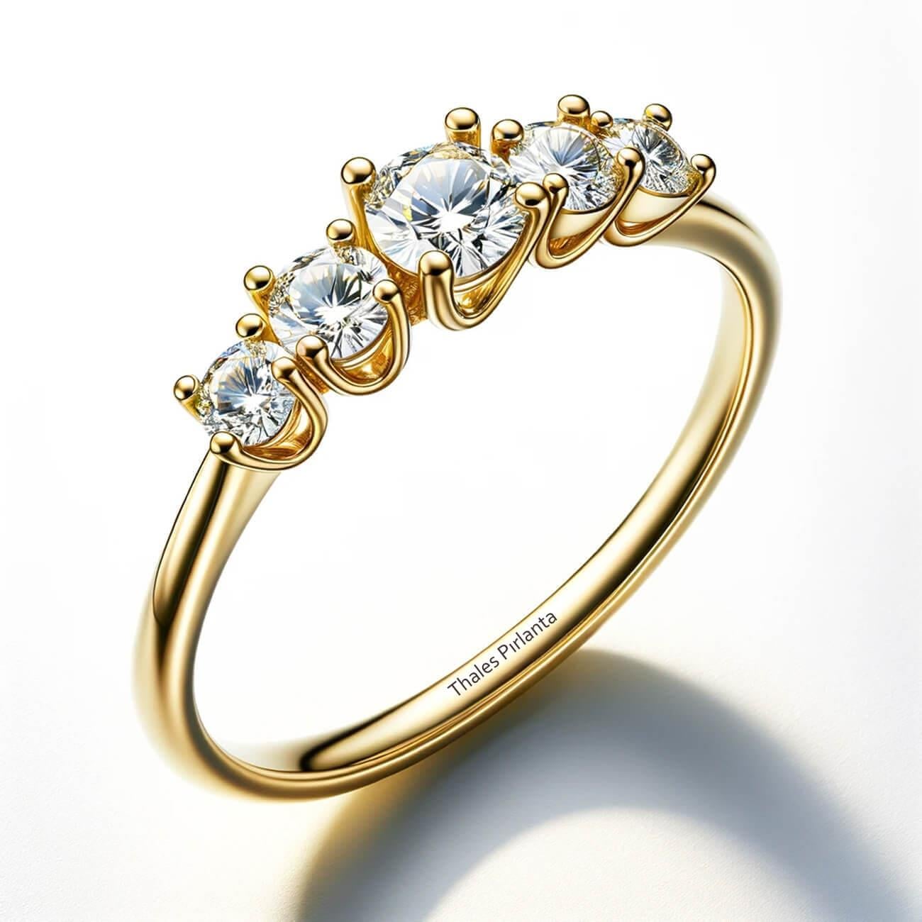 5 Taş Pırlanta 0,70 Karat E SI