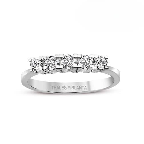 5 Taş Pırlanta Yüzük 0.39 Karat F Color