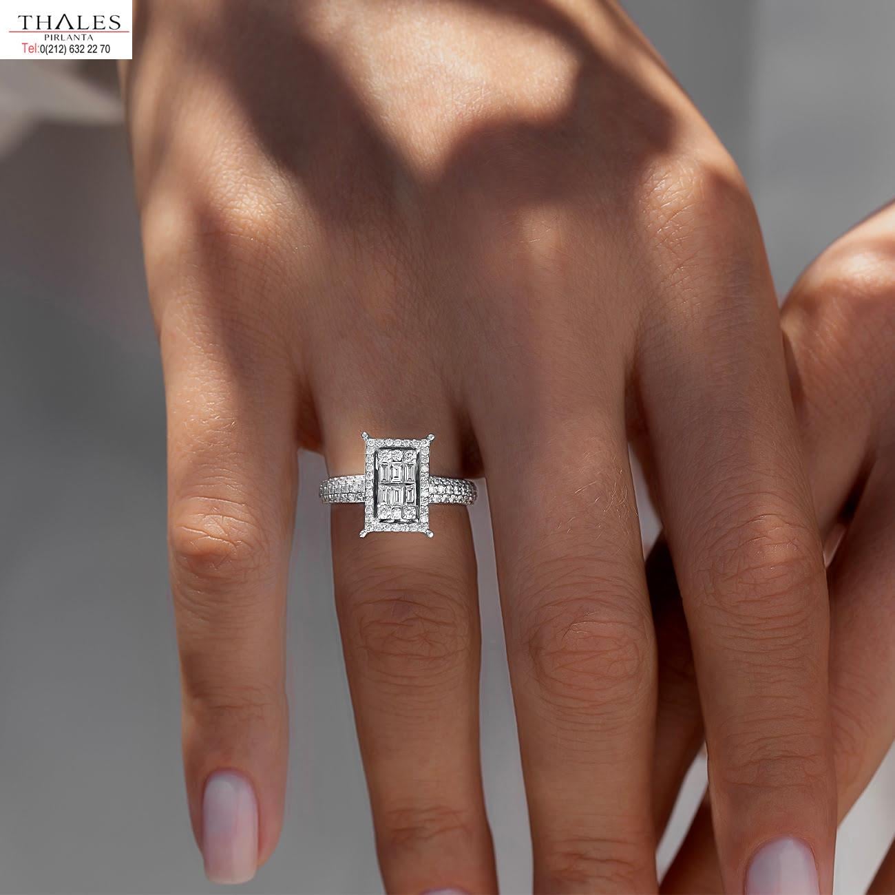 Baget Yüzük Modeli 0.85 Karat Pırlantalı