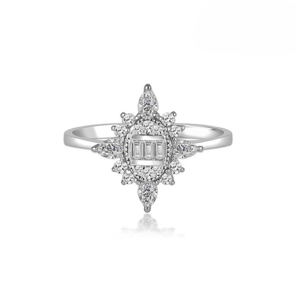 Damla Pırlantalı Baget Yüzük 0,37 Karat