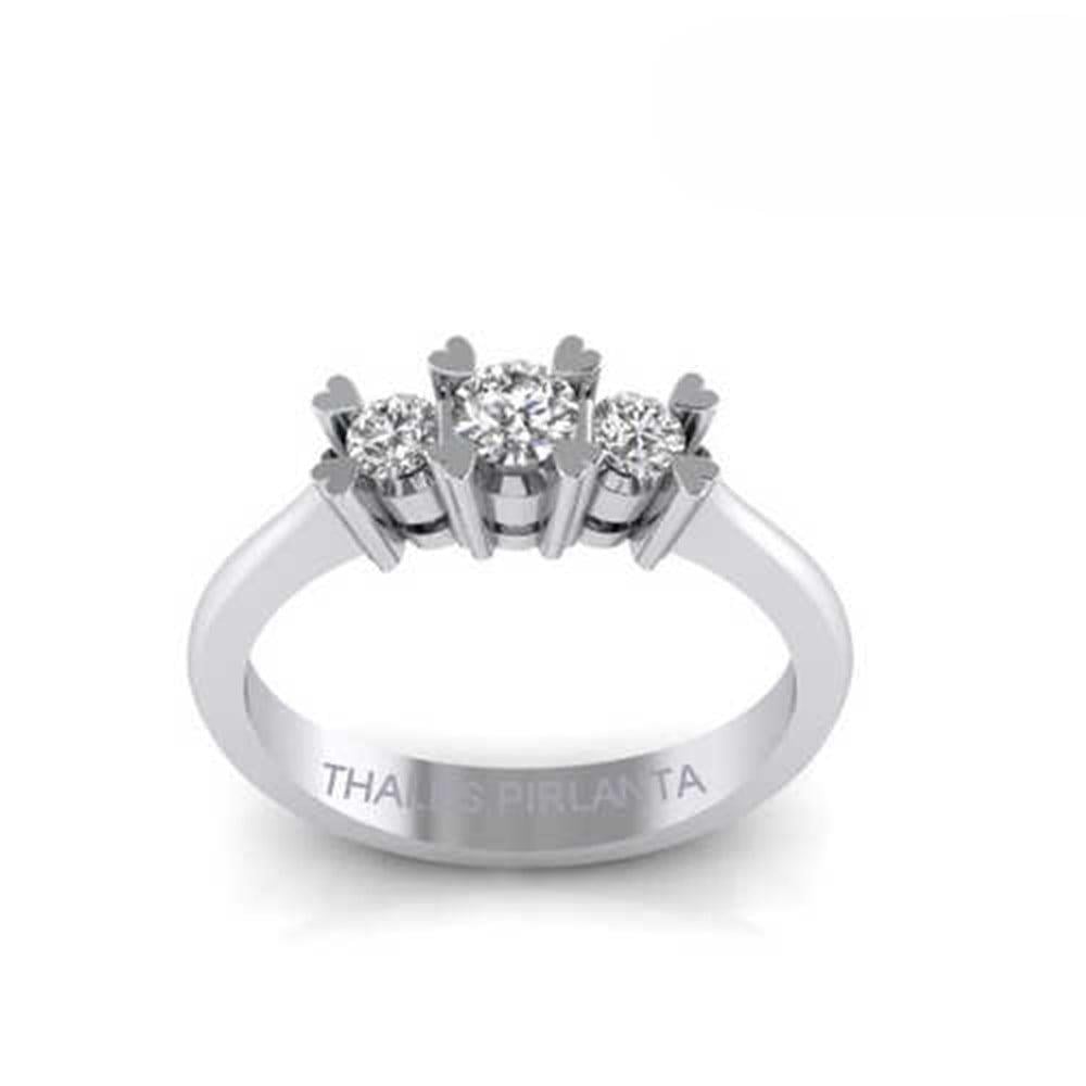 Kalp Tırnaklı Pırlanta Tria Yüzük 0,28 Karat