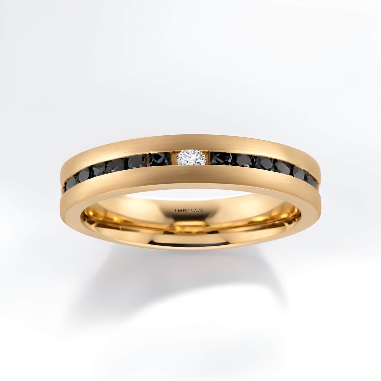 0,55 Karat Siyah Pırlantalı Alyans