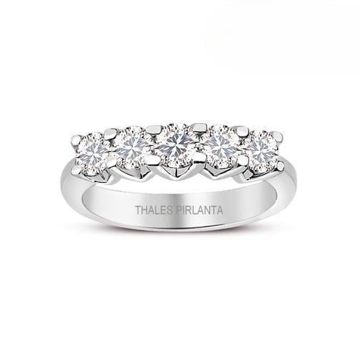 Pırlanta 5 Taşlı Yüzük 1.02 Karat G Color