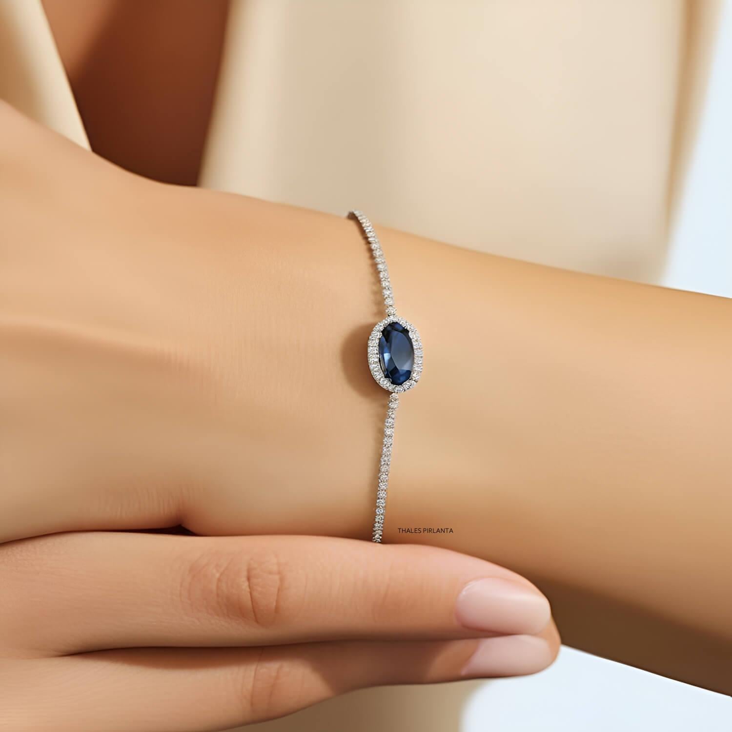 Pırlanta Bileklik Safir Taşlı 2,16 Ct F VS