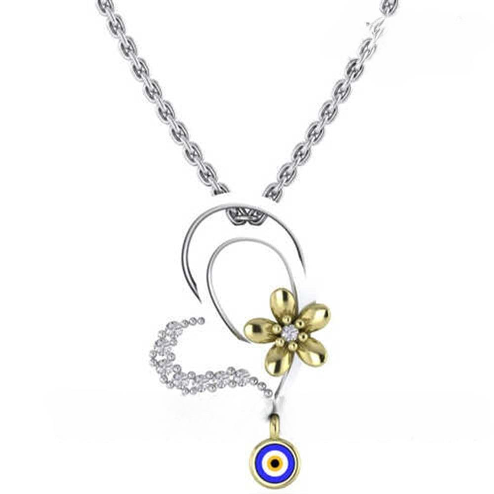 Pırlantalı Nazar Boncuklu Kolye 0,05 Karat