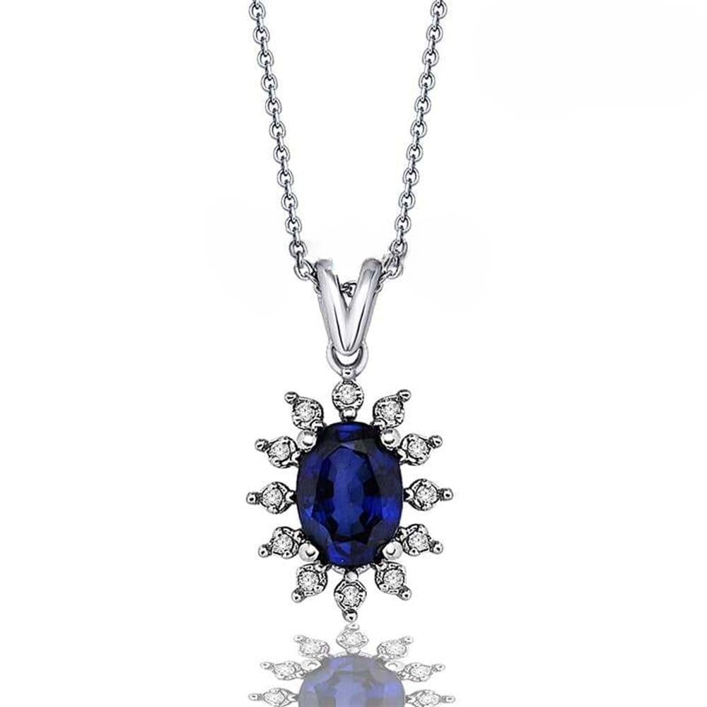 Pırlantalı Safir Kolye 0.63 Karat