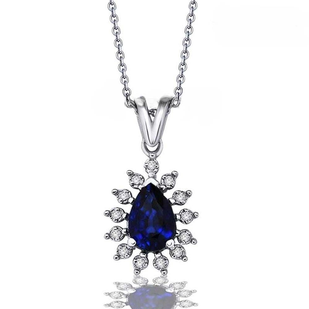Pırlantalı Safir Kolye 0,58 Karat