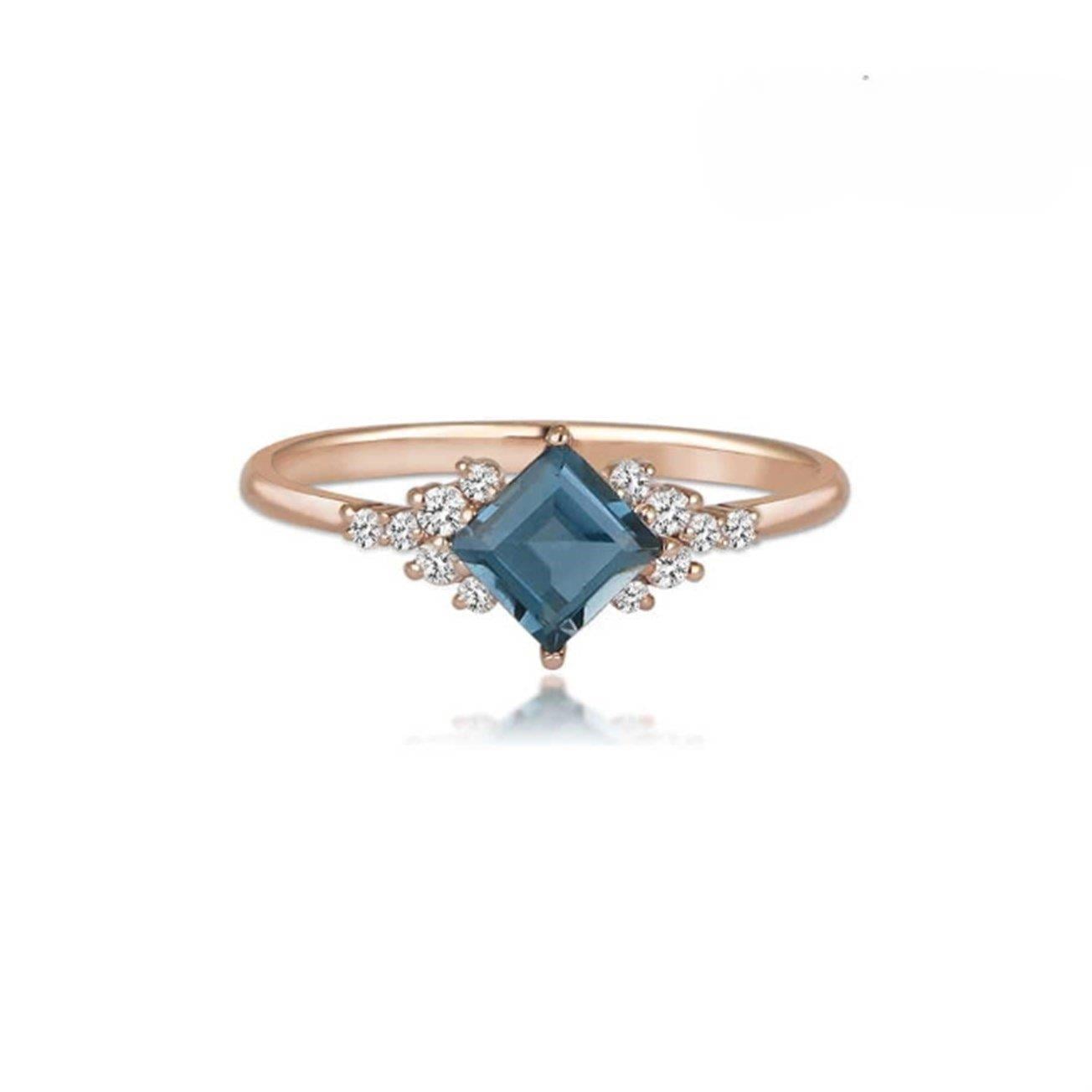 Prenses Vintage Blue London Yüzük