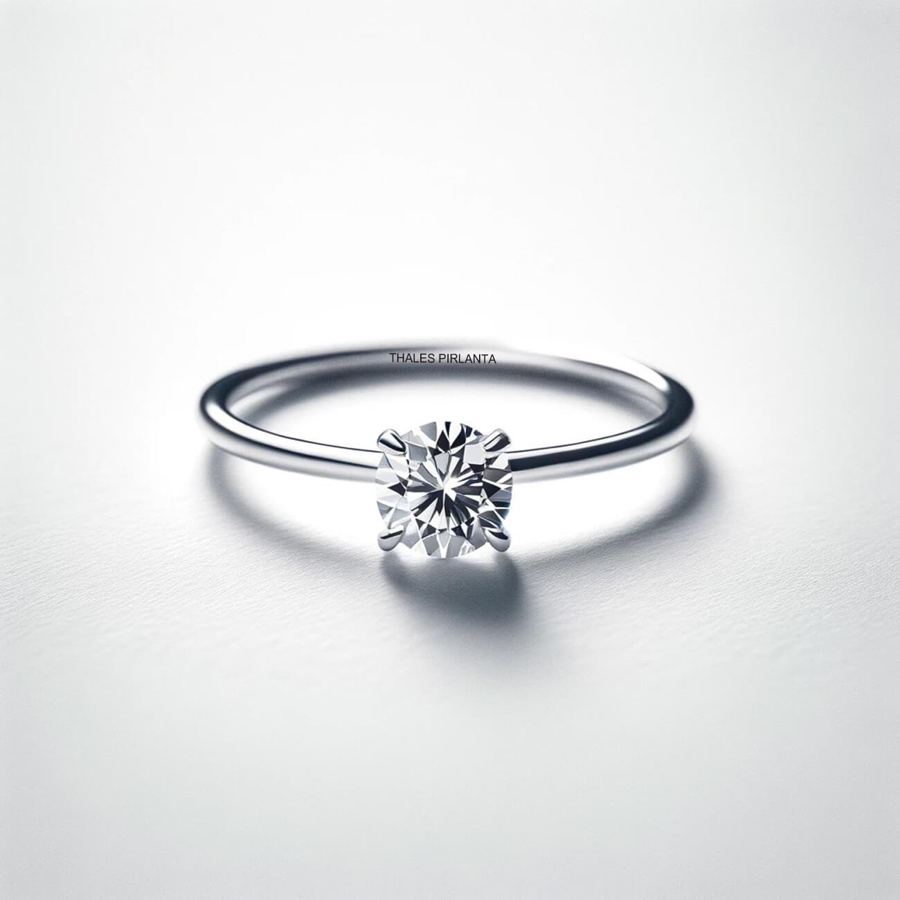 Tek Taş Pırlanta Yüzük Modeli 0,30 Karat E SI2 