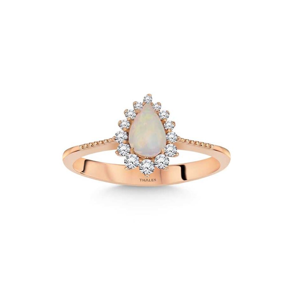 Vintage Pırlantalı Damla Opal Yüzük