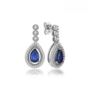 Pırlantalı Safir Küpe 1,46 Karat