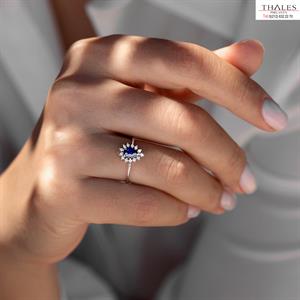 Pırlantalı Safir Yüzük 0,51 Karat
