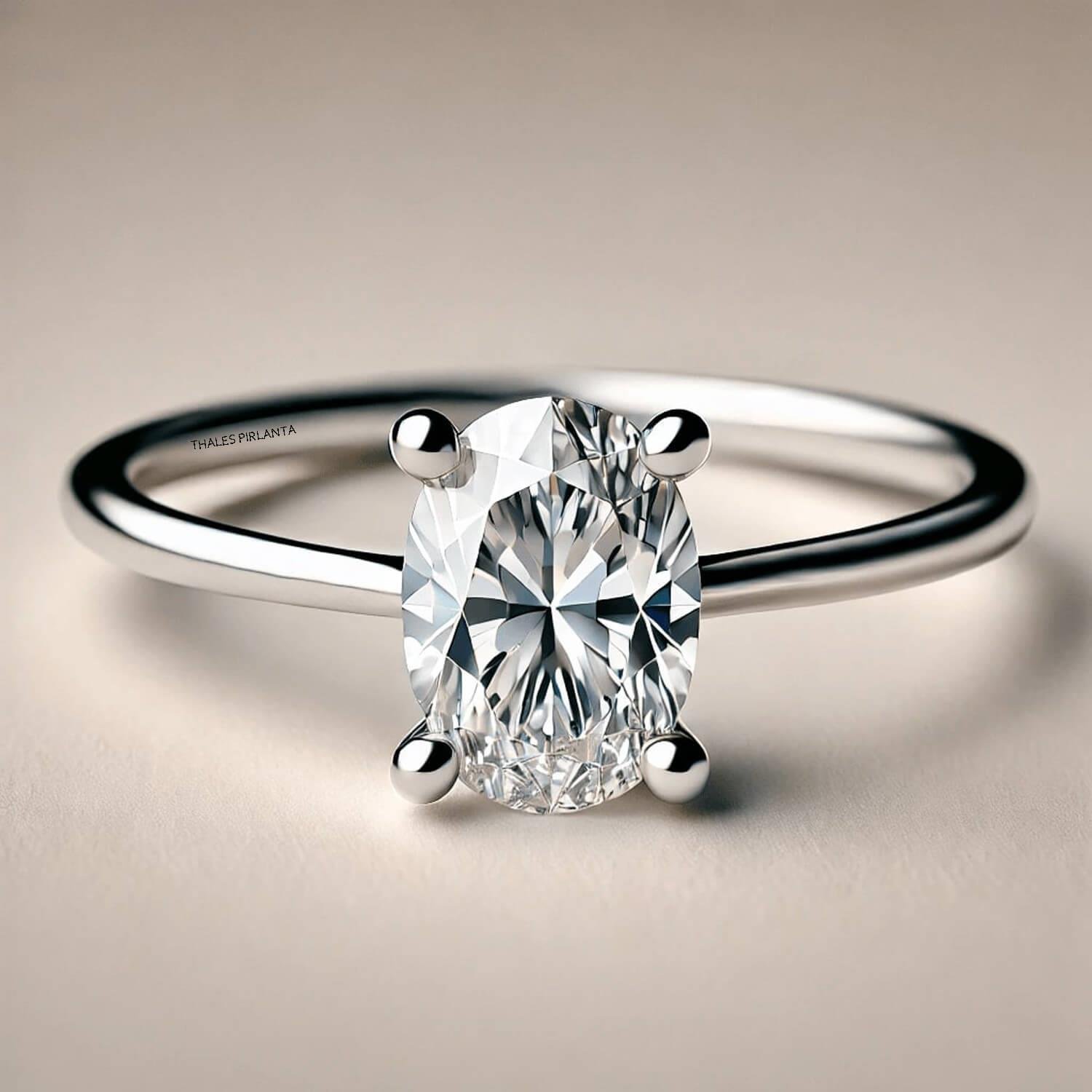 0.60 Karat D SI1 GIA Sertifikalı Oval Pırlanta Yüzük