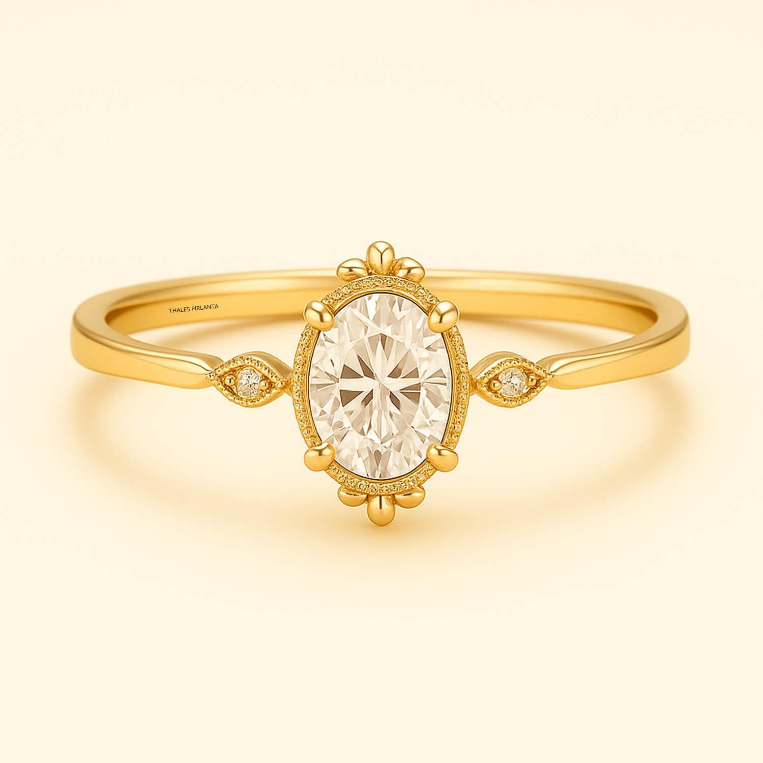 0.51 Karat Oval Evlilik Teklifi Yüzüğü Vintage