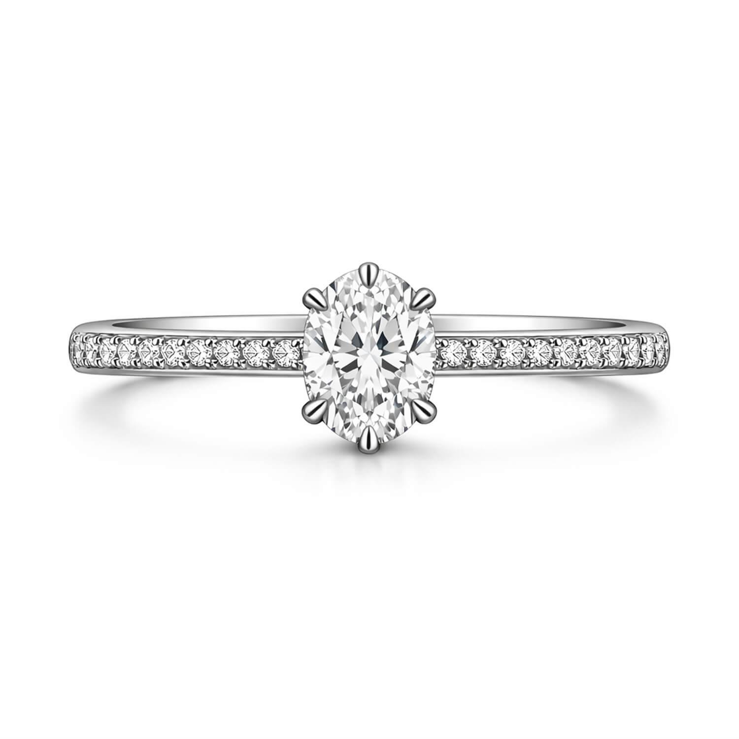 0.80 Karat D Renk IF Berraklık GIA Kolu Taşlı Oval Yüzük