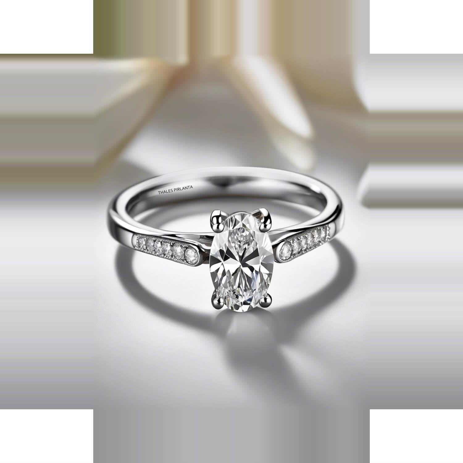 0.50 Karat F Renk Evlilik Teklifi Yüzükleri Oval