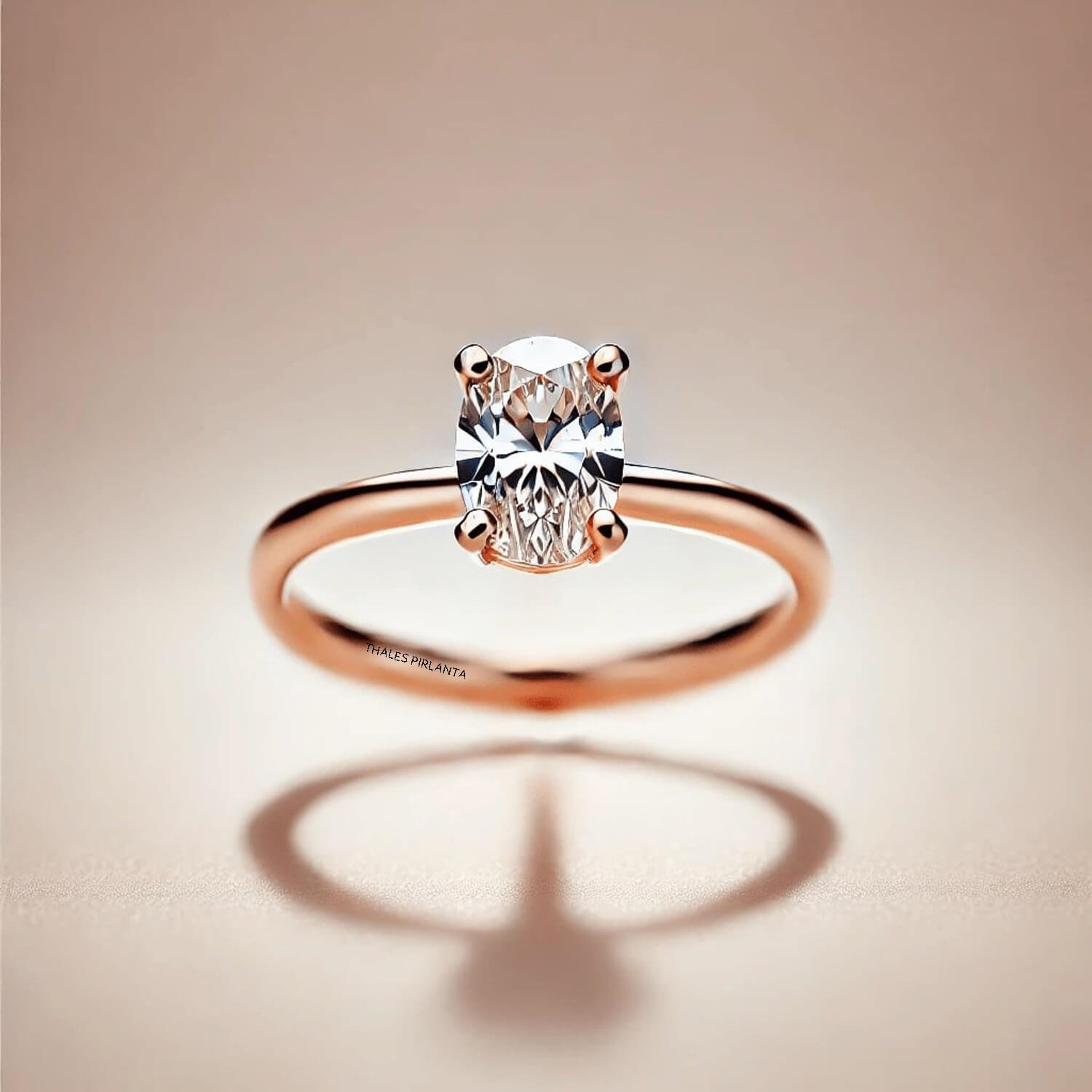 0.50 Karat F SI1 GIA Sertifikalı Oval Taşlı Yüzük