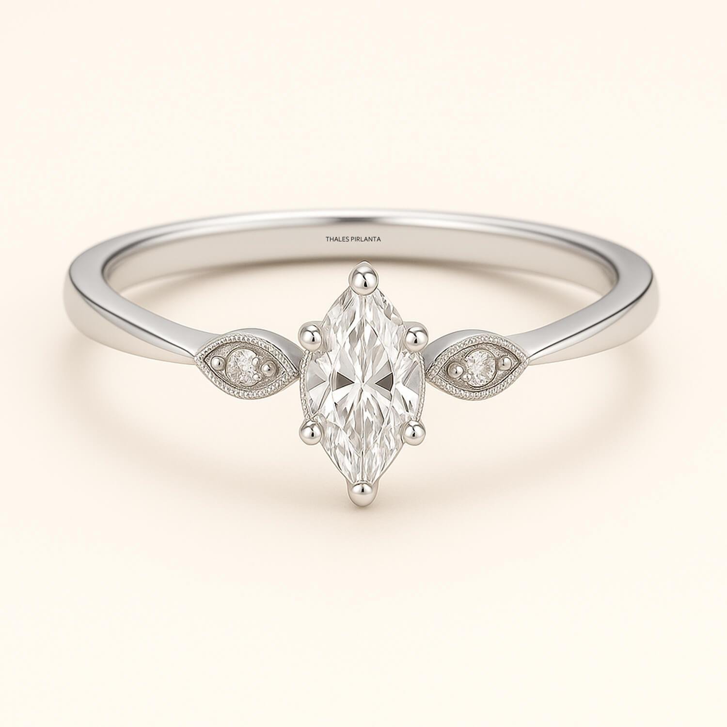 0.33 Karat D SI1 Pırlanta Vintage Markiz Kesim Yüzük