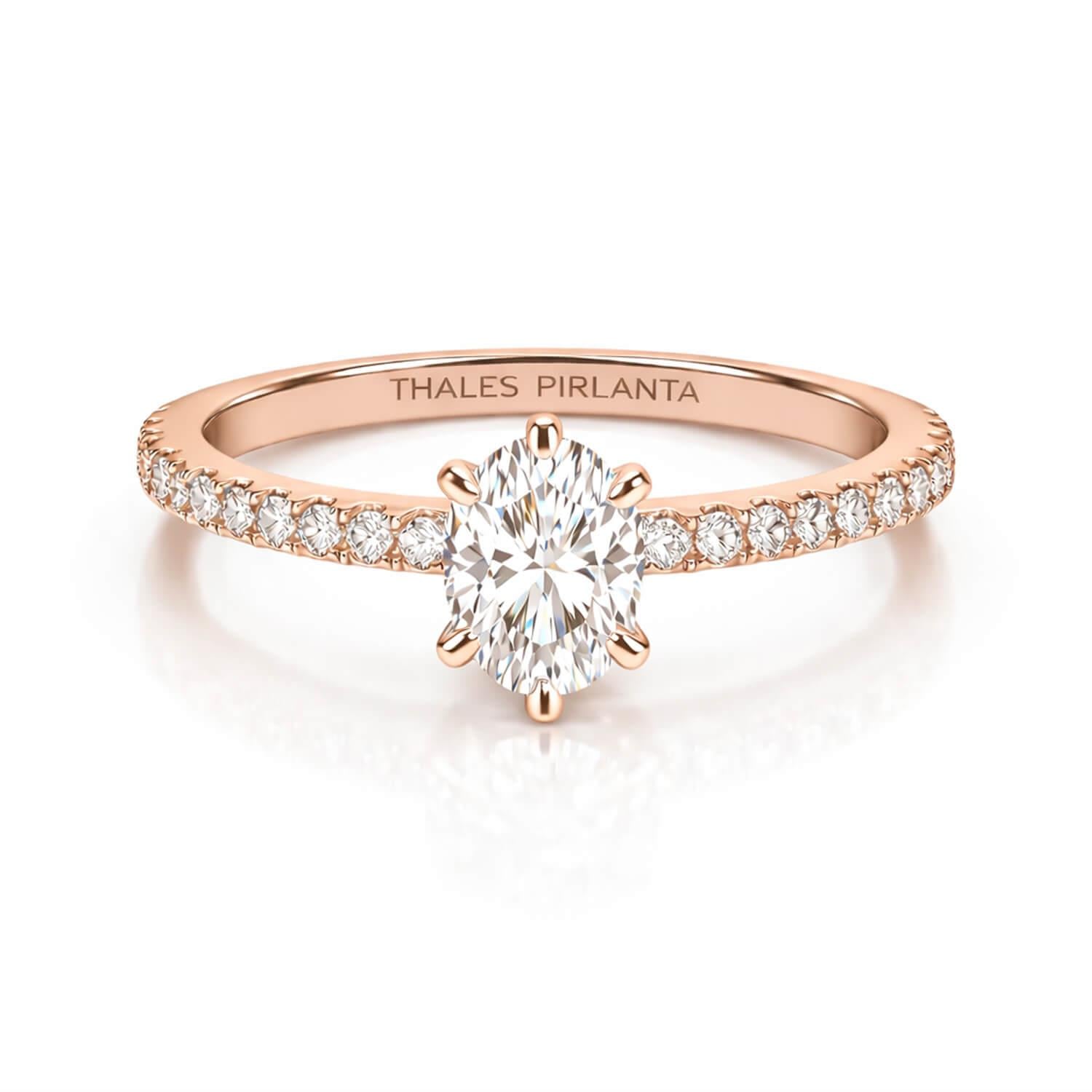 0.60 Karat E SI2 Kolu Taşlı Oval Tektaş Pırlanta Yüzük