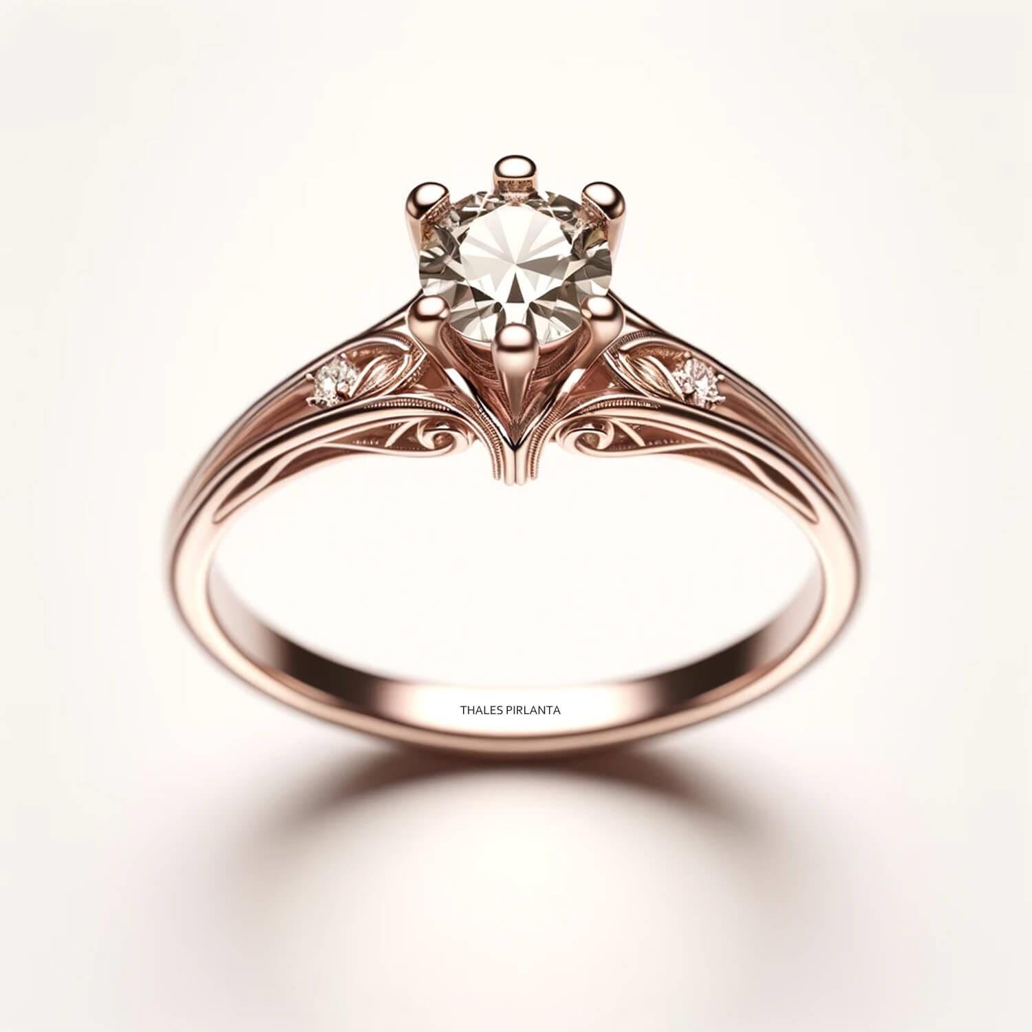 0.32 Karat Pırlanta Vintage Tektaş Yüzük Modeli